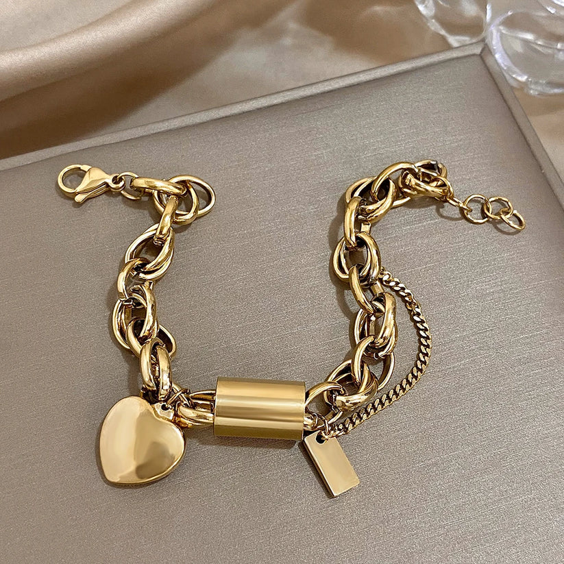 Heartened Chunky Bracelet | Gold