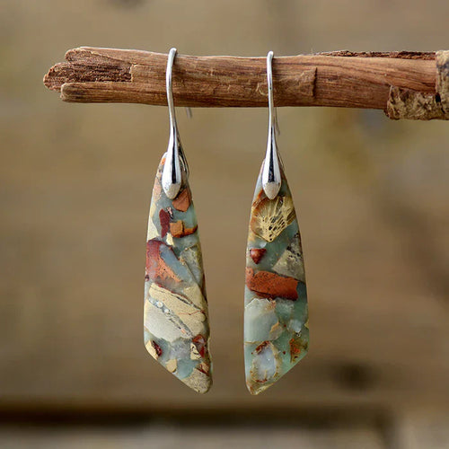 Antique Nature Stone Earrings | Gold